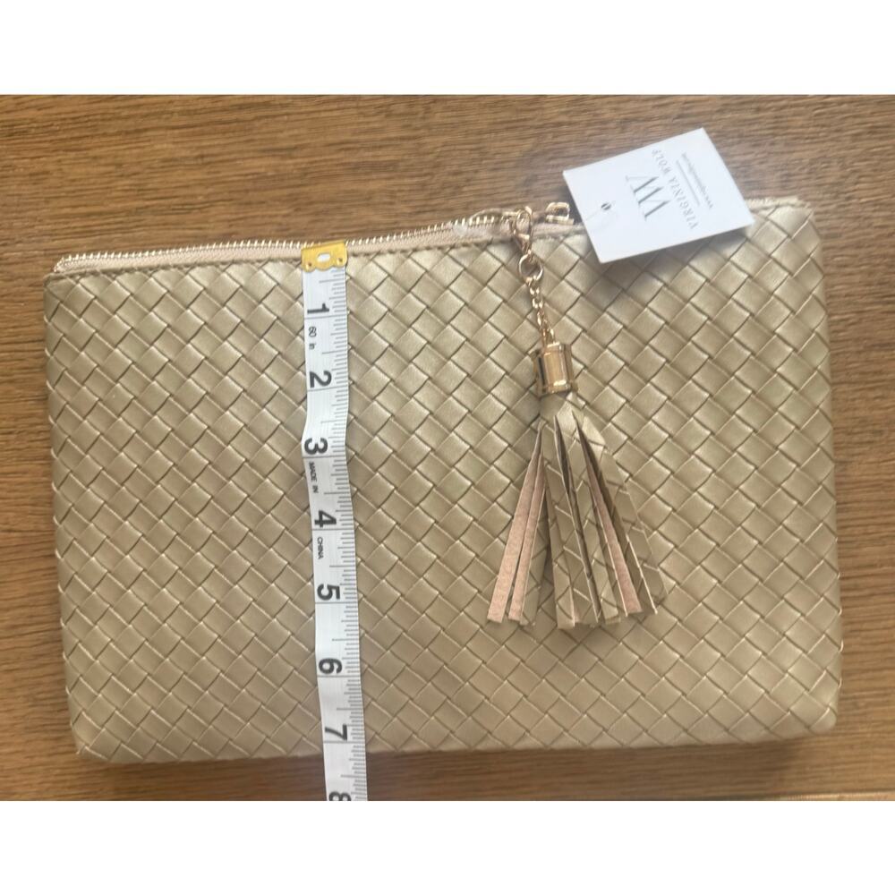 Virginia Wolf Mimi Woven Clutch Pouch Gold Vegan Leather - Picture 5 of 5